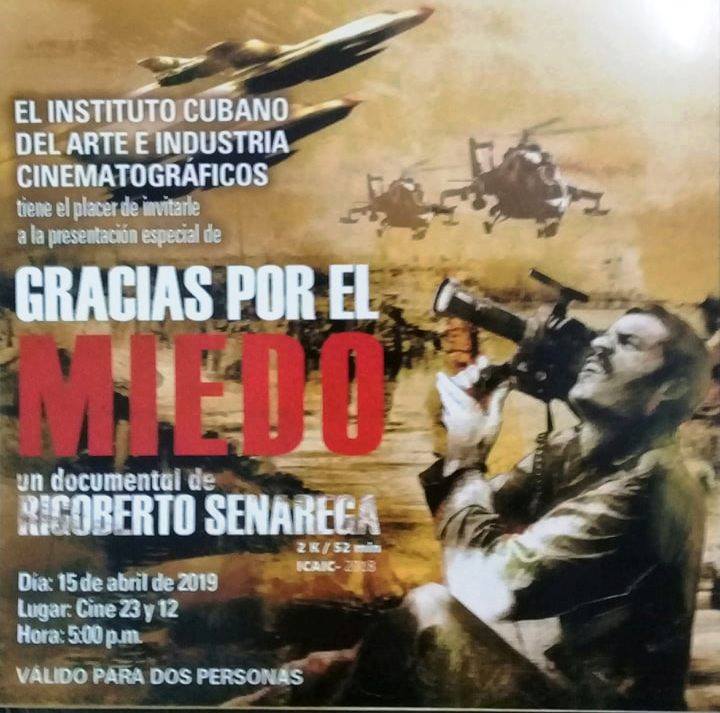 Invitación a la premier del documental. Imagen Archivo ICAIC