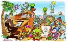 Caricatura de Jorge Oliver y sus personajes